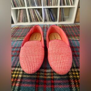 Birdies The Starling Size 7.5 Lipstick Pink Raffia Slip On Loafers